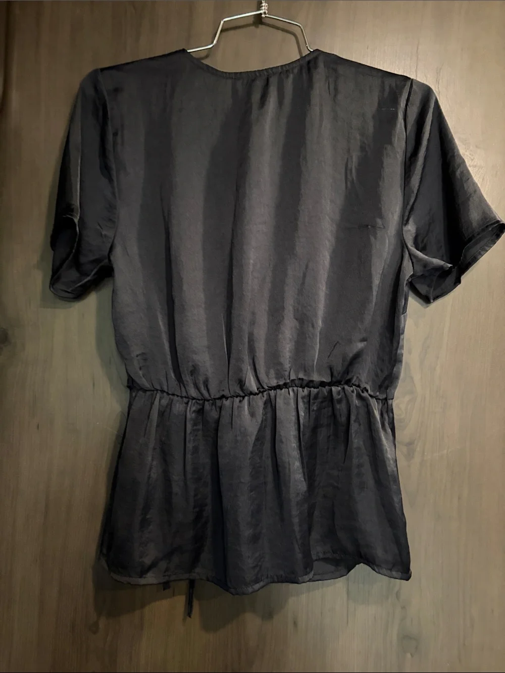 Lucky Brand Navy Wrap-Front Short Sleeve Blouse